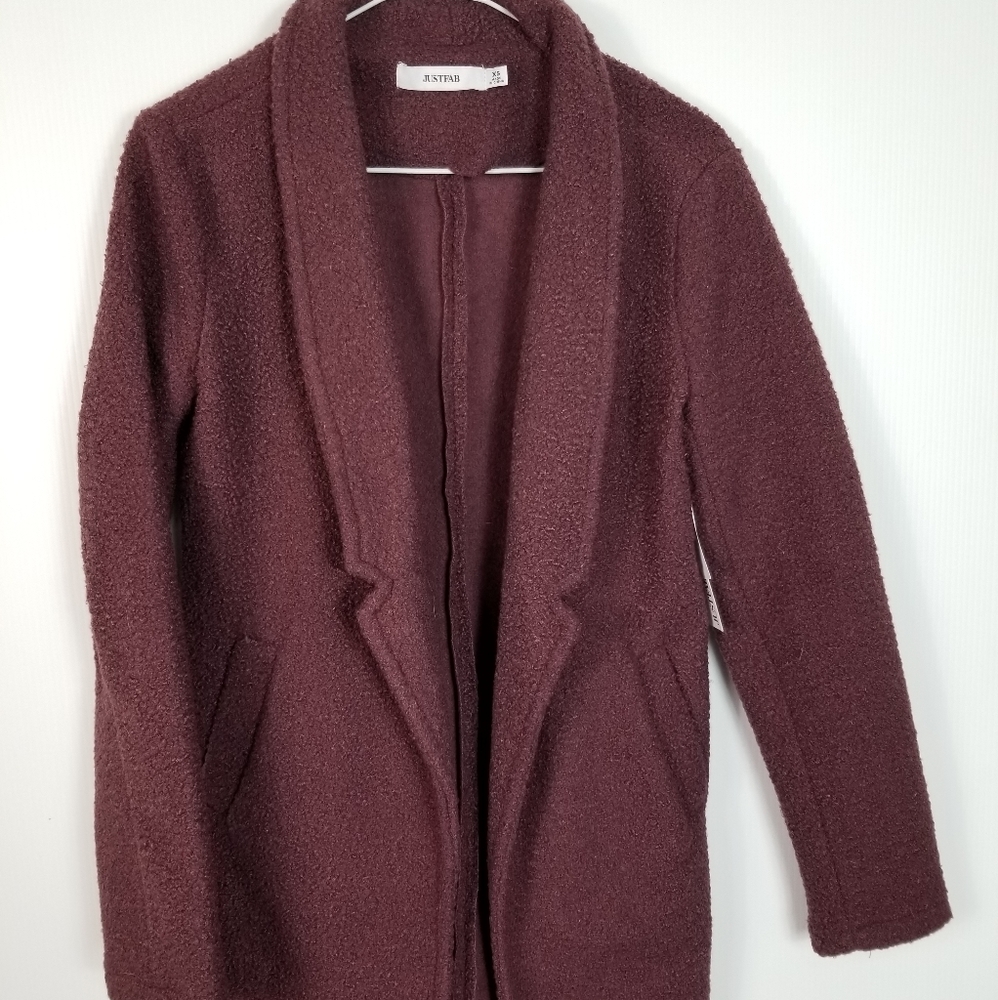 Just fab plum wine notch coat